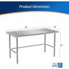 imageROVSUN Open Base Stainless Steel Table with Overshelves 60 X 24 NSF Commercial Heavy Duty Pre Table with Adjustable Undershelf amp Detachable Hooks for Kitchen Restaurant60 x 30