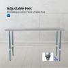 imageROVSUN Open Base Stainless Steel Table with Overshelves 60 X 24 NSF Commercial Heavy Duty Pre Table with Adjustable Undershelf amp Detachable Hooks for Kitchen Restaurant60 x 24