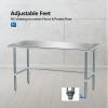 imageROVSUN Open Base Stainless Steel Table with Overshelves 60 X 24 NSF Commercial Heavy Duty Pre Table with Adjustable Undershelf amp Detachable Hooks for Kitchen Restaurant60 x 30