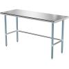 imageROVSUN Open Base Stainless Steel Table with Overshelves 60 X 24 NSF Commercial Heavy Duty Pre Table with Adjustable Undershelf amp Detachable Hooks for Kitchen Restaurant60 x 24