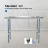 imageROVSUN Open Base Stainless Steel Table with Overshelves 60 X 24 NSF Commercial Heavy Duty Pre Table with Adjustable Undershelf amp Detachable Hooks for Kitchen Restaurant48 x 24