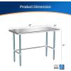 imageROVSUN Open Base Stainless Steel Table with Overshelves 60 X 24 NSF Commercial Heavy Duty Pre Table with Adjustable Undershelf amp Detachable Hooks for Kitchen Restaurant48 x 24