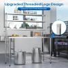 imageROVSUN Open Base Stainless Steel Table with Overshelves 60 X 24 NSF Commercial Heavy Duty Pre Table with Adjustable Undershelf amp Detachable Hooks for Kitchen Restaurant60 x 24