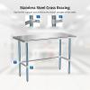imageROVSUN Open Base Stainless Steel Table with Overshelves 60 X 24 NSF Commercial Heavy Duty Pre Table with Adjustable Undershelf amp Detachable Hooks for Kitchen Restaurant48 x 24