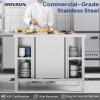 imageROVSUN Stainless Steel Table with Cabinet 39 x 19Commercial Pre Table with Backsplash Heavy Duty Work Table with 2 Sliding Doors Large Space Storage for Kitchen Restaurant Hotel Garage WarehouseWithout Backsplash