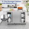 imageROVSUN Stainless Steel Table with Cabinet 39 x 19Commercial Pre Table with Backsplash Heavy Duty Work Table with 2 Sliding Doors Large Space Storage for Kitchen Restaurant Hotel Garage WarehouseWithout Backsplash