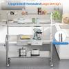 imageROVSUN Stainless Steel Table with Wheels amp Overshelves 48 X 24 NSF Commercial Heavy Duty Pre Table with Drawers amp Adjustable UndershelfMetal Table with Detachable Hooks for Kitchen Restaurant60 x 24