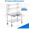 imageROVSUN Stainless Steel Table with Wheels amp Overshelves 48 X 24 NSF Commercial Heavy Duty Pre Table with Drawers amp Adjustable UndershelfMetal Table with Detachable Hooks for Kitchen Restaurant48 x 24