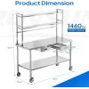 imageROVSUN Stainless Steel Table with Wheels amp Overshelves 48 X 24 NSF Commercial Heavy Duty Pre Table with Drawers amp Adjustable UndershelfMetal Table with Detachable Hooks for Kitchen Restaurant60 x 24