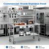 imageROVSUN Stainless Steel Table with Wheels amp Overshelves 48 X 24 NSF Commercial Heavy Duty Pre Table with Drawers amp Adjustable UndershelfMetal Table with Detachable Hooks for Kitchen Restaurant48 x 24
