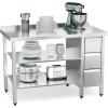 imageROVSUN 48 X 24 Stainless Steel Table with 3 Drawers Backsplash amp Undershelf for Home Kitchen Restaurant Hotel Garage Warehouse 48 X 2439 X 243 Drawers