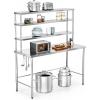 imageROVSUN Open Base Stainless Steel Table with Overshelves 60 X 24 NSF Commercial Heavy Duty Pre Table with Adjustable Undershelf amp Detachable Hooks for Kitchen Restaurant48 x 24