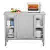 imageROVSUN Stainless Steel Table with Cabinet 39 x 19Commercial Pre Table with Backsplash Heavy Duty Work Table with 2 Sliding Doors Large Space Storage for Kitchen Restaurant Hotel Garage WarehouseWithout Backsplash
