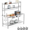 imageROVSUN Stainless Steel Table with Wheels amp Overshelves 48 X 24 NSF Commercial Heavy Duty Pre Table with Drawers amp Adjustable UndershelfMetal Table with Detachable Hooks for Kitchen Restaurant48 x 24