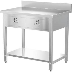 imageROVSUN 48 X 24 Stainless Steel Table with 3 Drawers Backsplash amp Undershelf for Home Kitchen Restaurant Hotel Garage Warehouse 48 X 2436 X 242 Drawers