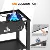 imageROVSUN 2 Burner Outdoor Propane Gas Stove with Foldable Work Station Autoignition amp Regulator 150000 BTU Powerful Camping Burner with Portable Wheels for Backyard Patio Cooking Brewing Frying
