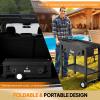 imageROVSUN 2 Burner Outdoor Propane Gas Stove with Foldable Work Station Autoignition amp Regulator 150000 BTU Powerful Camping Burner with Portable Wheels for Backyard Patio Cooking Brewing Frying
