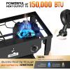 imageROVSUN 2 Burner Outdoor Propane Gas Stove with Foldable Work Station Autoignition amp Regulator 150000 BTU Powerful Camping Burner with Portable Wheels for Backyard Patio Cooking Brewing Frying