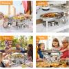 imageROVSUN 6QT Oval Chafing Dish for Buffet 4 Pack Stainless Steel Chafing Dish Buffet Set with Glass Lid Chafers and Buffet Warmers Sets Serving Food Warmer for Party Catering Wedding2