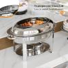 imageROVSUN 6QT Oval Chafing Dish for Buffet 4 Pack Stainless Steel Chafing Dish Buffet Set with Glass Lid Chafers and Buffet Warmers Sets Serving Food Warmer for Party Catering Wedding4