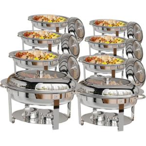 imageROVSUN 6QT Oval Chafing Dish for Buffet 4 Pack Stainless Steel Chafing Dish Buffet Set with Glass Lid Chafers and Buffet Warmers Sets Serving Food Warmer for Party Catering Wedding8