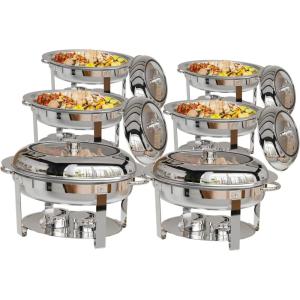 imageROVSUN 6QT Oval Chafing Dish for Buffet 4 Pack Stainless Steel Chafing Dish Buffet Set with Glass Lid Chafers and Buffet Warmers Sets Serving Food Warmer for Party Catering Wedding6