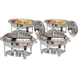 imageROVSUN 6QT Oval Chafing Dish for Buffet 4 Pack Stainless Steel Chafing Dish Buffet Set with Glass Lid Chafers and Buffet Warmers Sets Serving Food Warmer for Party Catering Wedding4