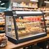 image:imageROVSUN 26 Commercial Food Warmer Display Pizza Warmer 3Tier Electric Countertop Food Warmer wLED Lighting Adjustable Removable Shelves Glass Door Pretzel Warmer for Buffet Restaurant SilverBlack