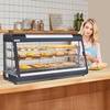 image:imageROVSUN 26 Commercial Food Warmer Display Pizza Warmer 3Tier Electric Countertop Food Warmer wLED Lighting Adjustable Removable Shelves Glass Door Pretzel Warmer for Buffet Restaurant SilverBlack