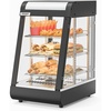 image:imageROVSUN 26 Commercial Food Warmer Display Pizza Warmer 3Tier Electric Countertop Food Warmer wLED Lighting Adjustable Removable Shelves Glass Door Pretzel Warmer for Buffet Restaurant SilverBlack