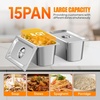 image:imageROVSUN 72QT Electric Commercial Food Warmer 9Pan Steam Table 8QTPan Stainless Steel Bain Marie wOvershelf Undershelf Separate Temperature Control amp Lid Acrylic Shield for Buffet Restaurant 1500W120QT