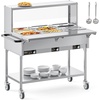 image:imageROVSUN 72QT Electric Commercial Food Warmer 9Pan Steam Table 8QTPan Stainless Steel Bain Marie wOvershelf Undershelf Separate Temperature Control amp Lid Acrylic Shield for Buffet Restaurant 1500W72QT