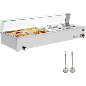 image:imageROVSUN 48QT Electric Commercial Food Warmer 6Pan Steam Table 8QTPan Stainless Steel Bain Marie Countertop wGlass Shield Temperature Control amp Lid for Buffet Restaurant 110V 1500W96QTCountertop