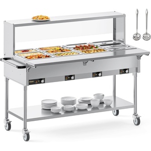 image:imageROVSUN 72QT Electric Commercial Food Warmer 9Pan Steam Table 8QTPan Stainless Steel Bain Marie wOvershelf Undershelf Separate Temperature Control amp Lid Acrylic Shield for Buffet Restaurant 1500W96QT