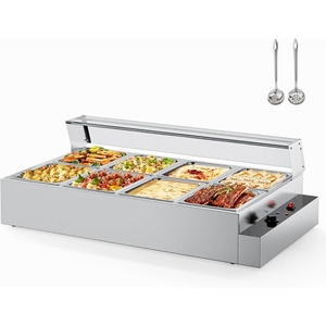 image:imageROVSUN 96QT Electric Commercial Food Warmer 1700W 8Pan Steam Table 12QTPan Stainless Steel Bain Marie wAcrylic Shield Temperature Control amp Lid for Buffet Restaurant96QT8Pan