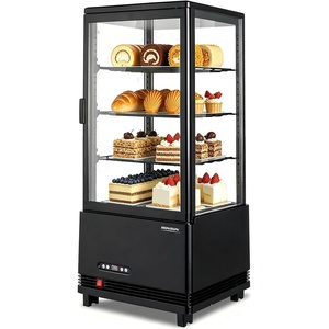 image:imageROVSUN 3 CuFt Refrigerator Display Case NSF ETL Refrigerated Display Case Commercial Countertop Refrigerator wLED Lighting Auto Defrosting Aircooling Rear Sliding Door for Cafe RestaurantBlack