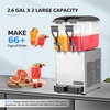 image:imageROVSUN Commercial Beverage Dispenser 52 Gal20L Commercial Juice Dispenser Cold Drink Dispenser 10L X 2 Tanks Stainless Steel with Thermostat Controller for Home Restaurant Bar Party 110V60HZ26 Gallon x 2