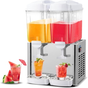 image:imageROVSUN Commercial Beverage Dispenser 52 Gal20L Commercial Juice Dispenser Cold Drink Dispenser 10L X 2 Tanks Stainless Steel with Thermostat Controller for Home Restaurant Bar Party 110V60HZ48 Gallon x 2