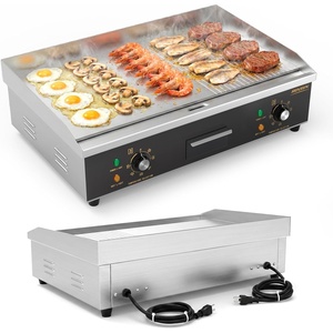 image:imageROVSUN 22 Electric Griddle Electric Countertop Half Flat Top Griddle 1600W Grill Stainless Steel with Adjustable Temperature Control 122F572F for Commercial Home Restaurant Plug26Plughalf groove