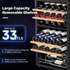 image:imageROVSUN 10W Small Wine Fridge with Compressor 12 Bottles Freestanding Wine Cooler Refrigerator with Touch Panel Control and Glass Door Wine Cellar for Red White Champagne or Sparkling 4164F33 BottleDual Zone