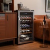 image:imageROVSUN 10W Small Wine Fridge with Compressor 12 Bottles Freestanding Wine Cooler Refrigerator with Touch Panel Control and Glass Door Wine Cellar for Red White Champagne or Sparkling 4164F33 BottleDual Zone