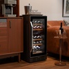 image:imageROVSUN 10W Small Wine Fridge with Compressor 12 Bottles Freestanding Wine Cooler Refrigerator with Touch Panel Control and Glass Door Wine Cellar for Red White Champagne or Sparkling 4164F26 BottleDual Zone