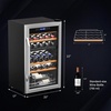 image:imageROVSUN 10W Small Wine Fridge with Compressor 12 Bottles Freestanding Wine Cooler Refrigerator with Touch Panel Control and Glass Door Wine Cellar for Red White Champagne or Sparkling 4164F33 BottleDual Zone