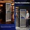 image:imageROVSUN 10W Small Wine Fridge with Compressor 12 Bottles Freestanding Wine Cooler Refrigerator with Touch Panel Control and Glass Door Wine Cellar for Red White Champagne or Sparkling 4164F160 BottleDual Zone