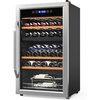 image:imageROVSUN 10W Small Wine Fridge with Compressor 12 Bottles Freestanding Wine Cooler Refrigerator with Touch Panel Control and Glass Door Wine Cellar for Red White Champagne or Sparkling 4164F33 BottleDual Zone