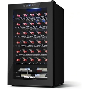 image:imageROVSUN 10W Small Wine Fridge with Compressor 12 Bottles Freestanding Wine Cooler Refrigerator with Touch Panel Control and Glass Door Wine Cellar for Red White Champagne or Sparkling 4164F34 Bottle