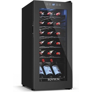 image:imageROVSUN 10W Small Wine Fridge with Compressor 12 Bottles Freestanding Wine Cooler Refrigerator with Touch Panel Control and Glass Door Wine Cellar for Red White Champagne or Sparkling 4164F18 Bottle