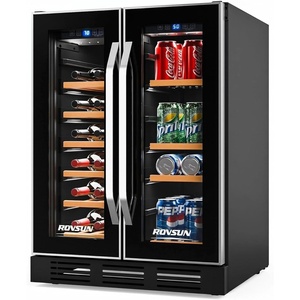image:imageROVSUN 10W Small Wine Fridge with Compressor 12 Bottles Freestanding Wine Cooler Refrigerator with Touch Panel Control and Glass Door Wine Cellar for Red White Champagne or Sparkling 4164F34 BottleDual Zone