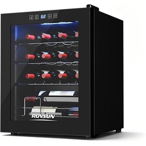 image:imageROVSUN 10W Small Wine Fridge with Compressor 12 Bottles Freestanding Wine Cooler Refrigerator with Touch Panel Control and Glass Door Wine Cellar for Red White Champagne or Sparkling 4164F16 Bottle