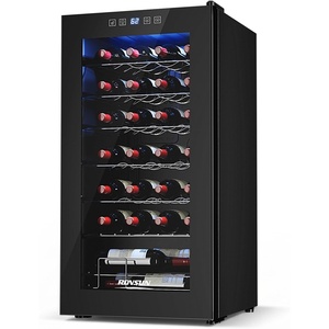 image:imageROVSUN 10W Small Wine Fridge with Compressor 12 Bottles Freestanding Wine Cooler Refrigerator with Touch Panel Control and Glass Door Wine Cellar for Red White Champagne or Sparkling 4164F28 Bottle